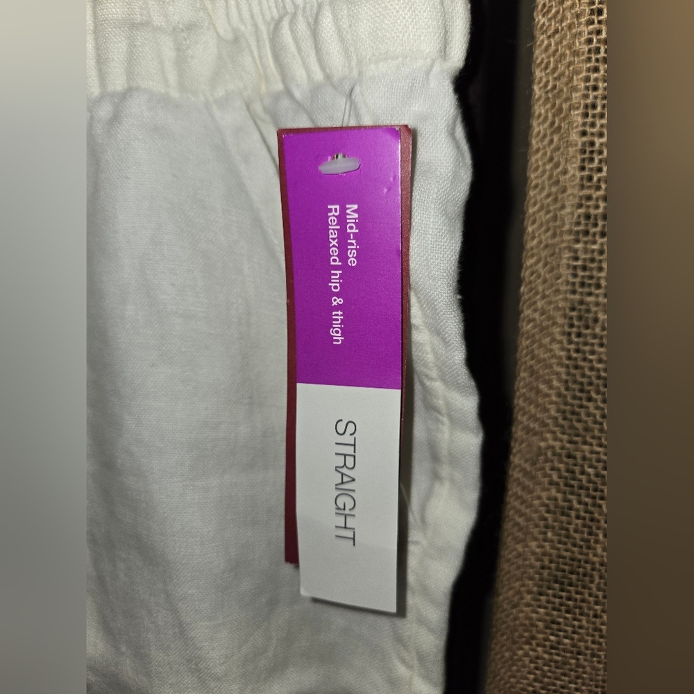 NWT Women's Merona White Midrise Relaxed Hip And Thigh Linen Pants Size XL - Picture 4 of 11